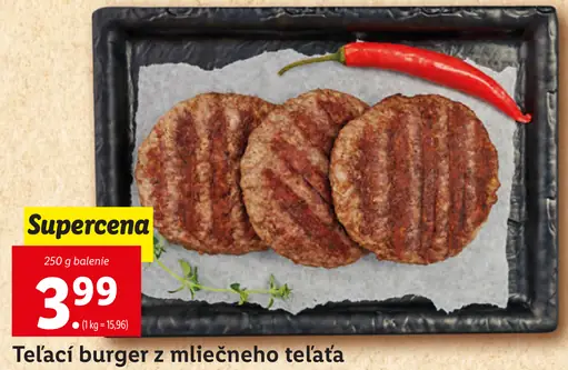 Teľací burger z mliečneho teľaťa
