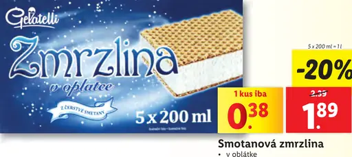 Gelatelli Smotanová zmrzlina v oplatke