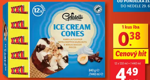 Gelatelli Smotanové kornútiky
