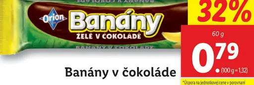 Orion Banány XXL želé v čokoláde
