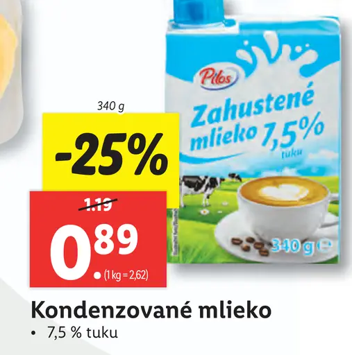 Zahustené mlieko 7,5% tuku