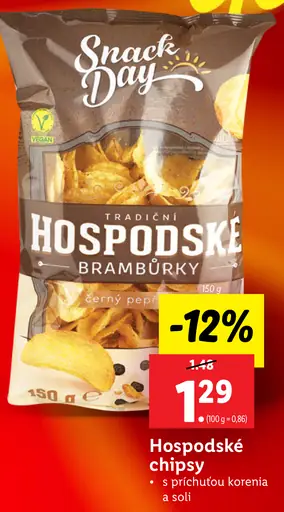 Snack Day Hospodské chipsy s príchuťou korenia a soli