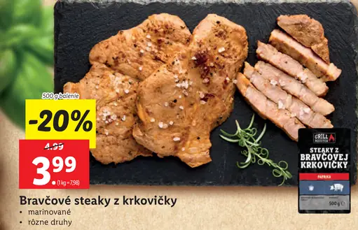 Bravčové steaky z krkovičky