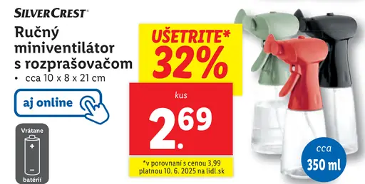 SilverCrest Ručný miniventilátor s rozprašovačom