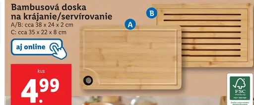Bambusová doska na servírovanie