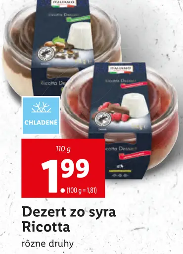 Chlazeni Dezert zo syra Ricotta