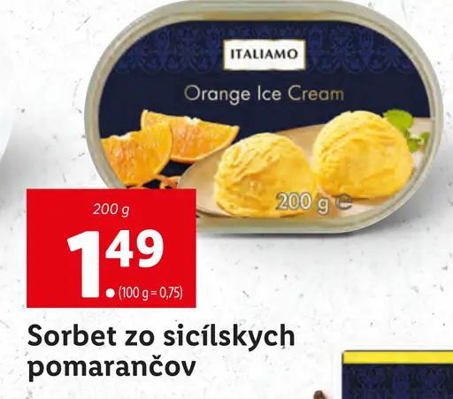Italiamo Sorbet zo sicílskych pomarančov