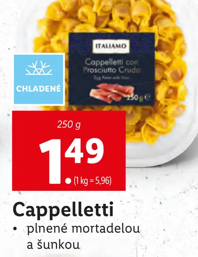 Italiamo Cappelletti plnené mortadelou a šunkou