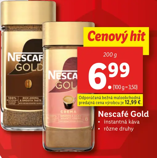 NESCAFÉ GOLD, instantná káva