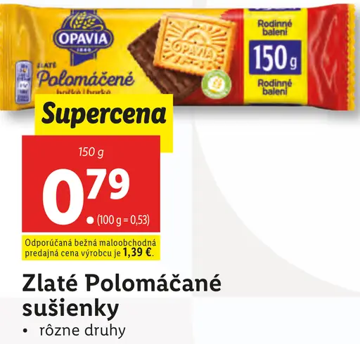 Opavia Zlaté Cereálne sušienky so škoricou