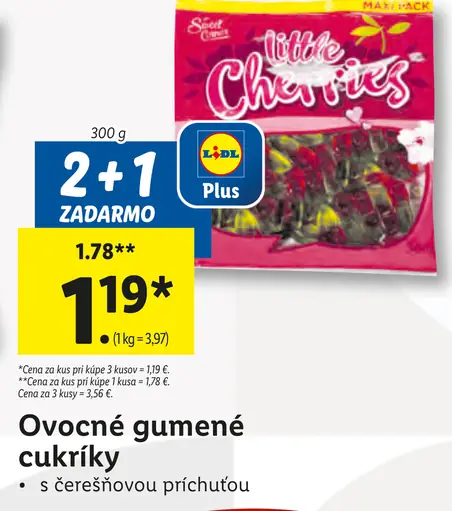 Ovocné gumené cukríky s čerešňovou príchuťou