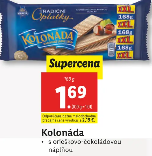 Kolonáda s orieškovo-čokoládovou náplňou