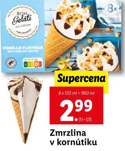 Bon Gelati Zmrzlina v kornútiku