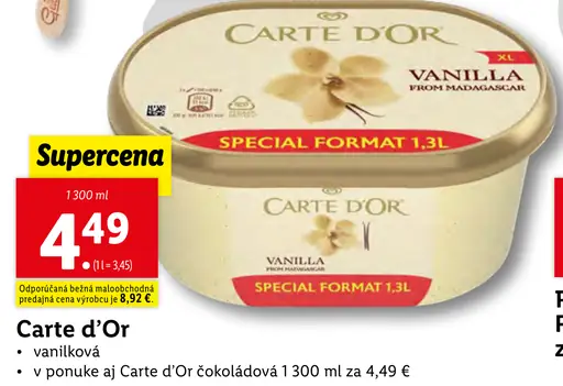 Carte d'Or vanilková zmrzlina