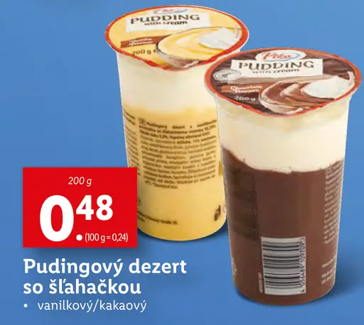 Pilos Pudingový dezert so šľahačkou