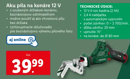Parkside aku píla na konáre 12 V