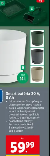 Parkside Smart batéria 20 V, 8 Ah