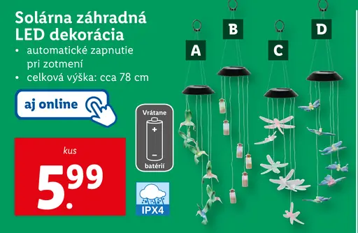 Solárna záhradná LED dekorácia