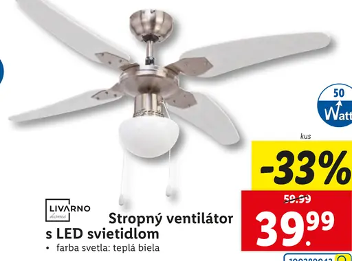 Livarno Stropný ventilátor s LED svietidlom