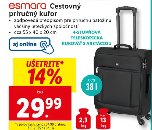 Esmara Cestovný príručný kufor