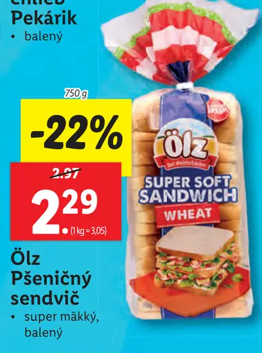 Ölz Pšeničný sendvič super mäkký, balený