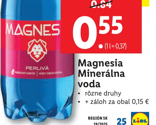 Magnesia Prírodná minerálna voda neperlivá