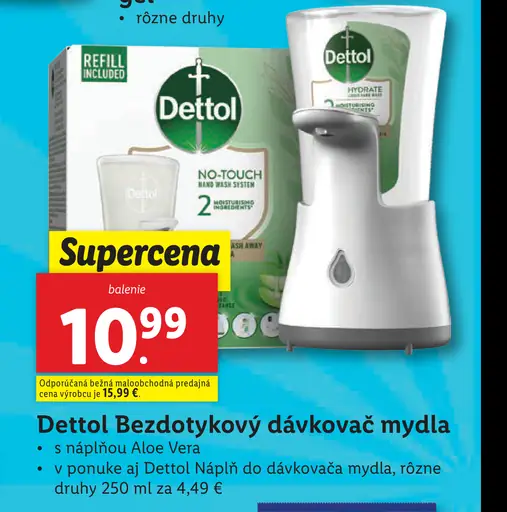 Dettol Bezdotykový dávkovač mydla a tekuté mydlo dobrodruh