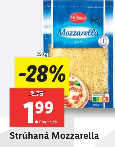 Milbona Mozzarella strúhaná