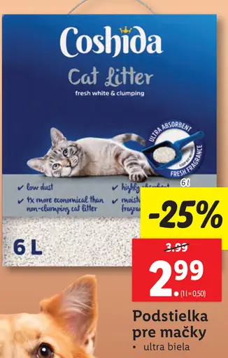 Coshida Podstielka pre mačky ultra biela