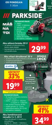 Parkside Aku kombinované náradie 3 v 1, 20 V