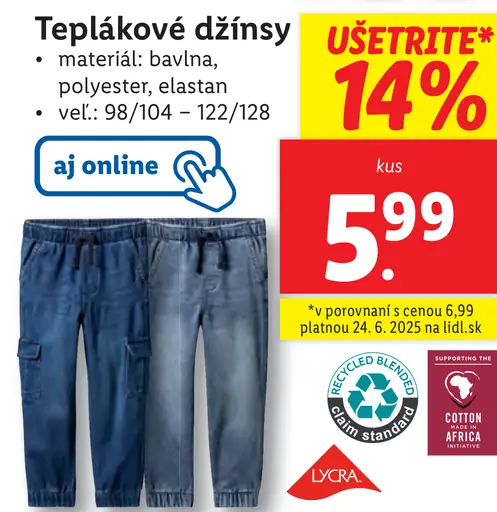 Lupilu Teplákové džínsy