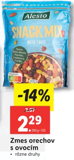 Alesto orechová/ovocná zmes