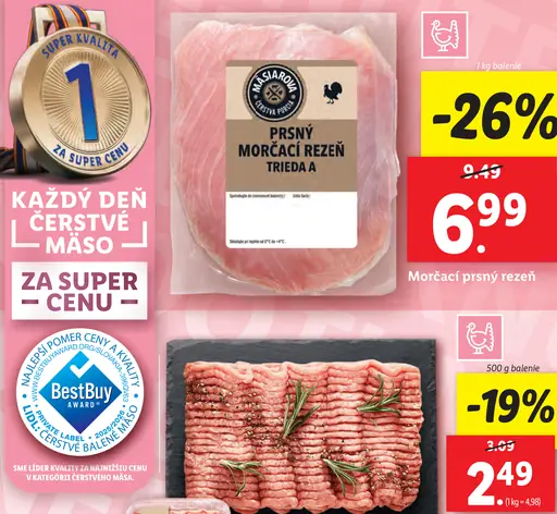 Mäsiareň prsný morčací rezeň