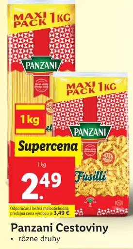 Panzani cestoviny bezvaječné
