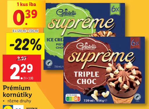 Gelatelli Supreme Premium kornútiky