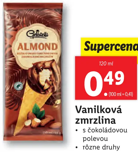Gelatelli Almond Vanilkový kornútik