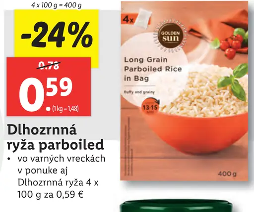 Golden Sun Dlhá zrnna ryža parboiled