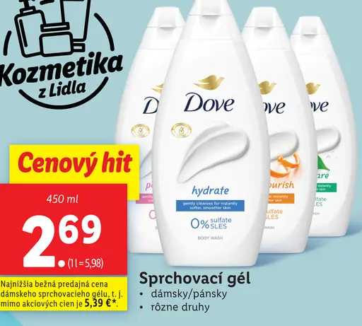 Dove sprchovací gél dámsky pánsky