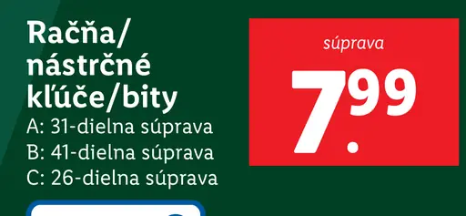 Parkside Račňa/nástrčné kľúče/bity