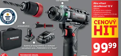 Parkside Aku vŕtací skrutkovač 12 V