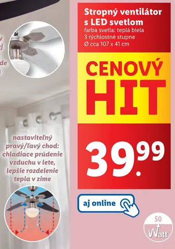 Livarno Home Stropný ventilátor s LED svetlom