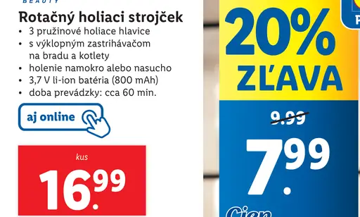 Cien Rotačný holiaci strojček
