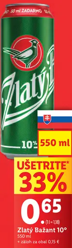 Zlatý Bažant 10° plechovka
