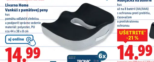Livarno Home Vankúš z pamäťovej peny