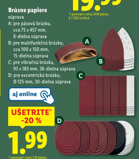 Parkside Brúsne papiere pre pásový pilník