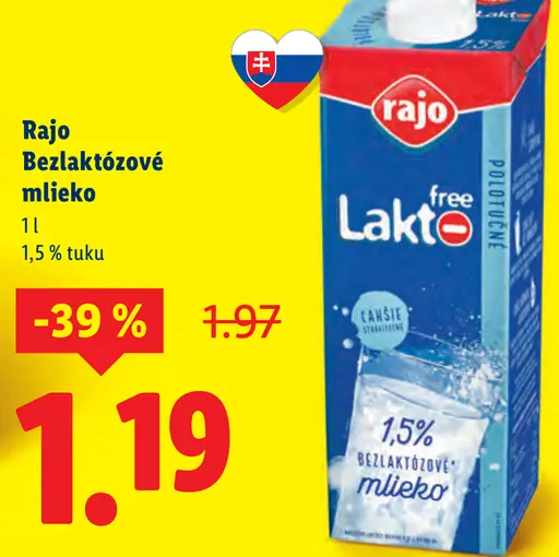 Rajo Bezlaktózové mlieko