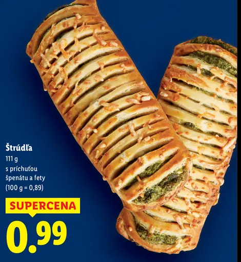 Štrúdľa s príchuťou špenátu a fety