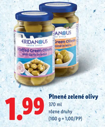 Ridanous Plnené zelené olivy rôzne druhy