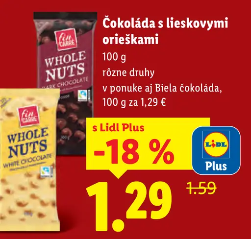Fin carre Čokoláda s lieskovými orieškami