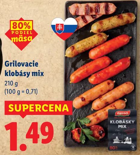 Grilovacie klobásy mix